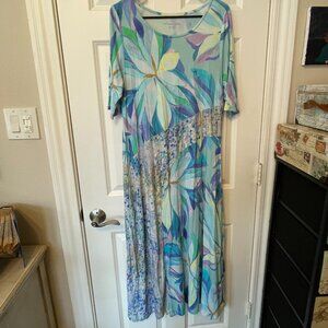 Soft Surroundings watercolor maxi dress size PL